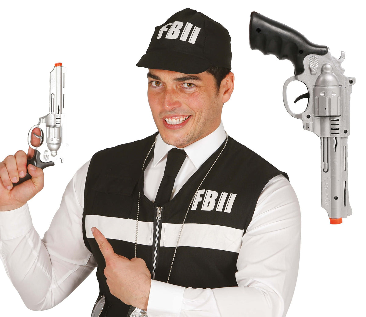 F.B.I. Silver Gun 28cm – Costume Prop | Costume N Party London